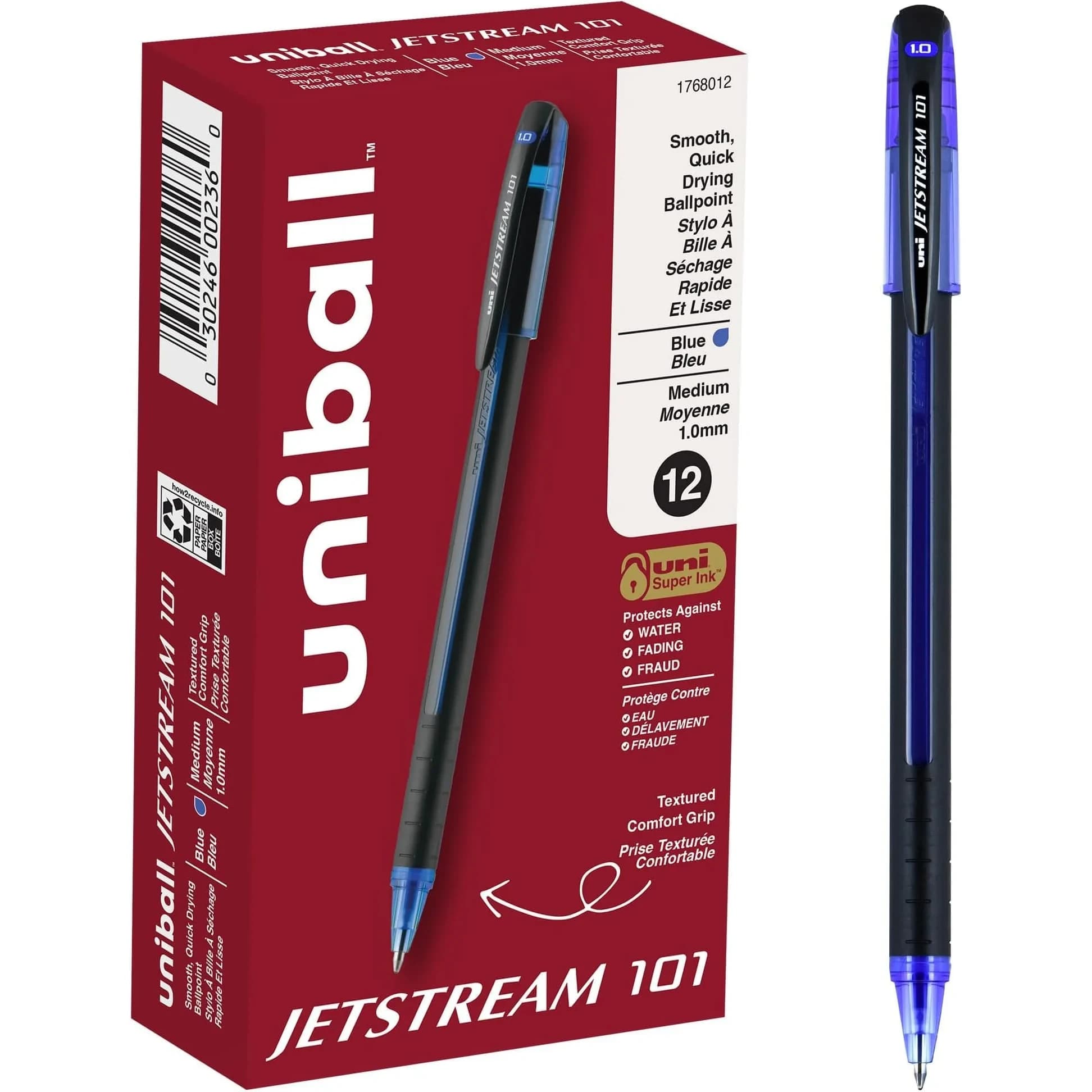 Uni-Ball Jetstream Elements Ballpoint Pens, 1.0mm Medium Point, Assorted Ink, 6 Pack | Smooth Hybrid Ink — Blue