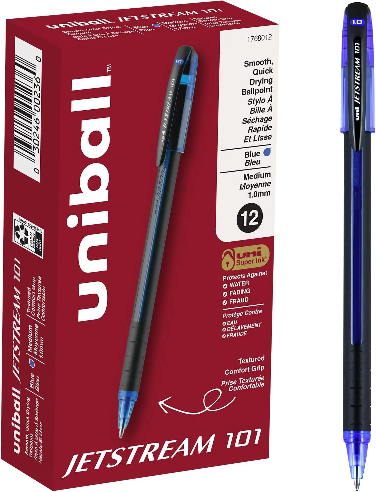 Uni-Ball Jetstream 101 Ball Point Pens, Bold Point, Blue Ink, 1.0 mm (Pack of 144) — Blue