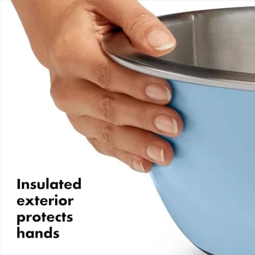 OXO Good Grips 3-Piece Stainless Steel Mixing Bowl Set with Non-Skid Bottoms - Blue/Gray (1.5, 3, 5-Quart) thumbnail 3