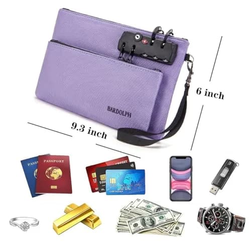 BARDOLPH Double Layer Lockable Money Bag with Zipper and 3-Digit Code Lock, Small (24cm x 16cm x 3cm) | Secure Cash and Document Transport thumbnail 3