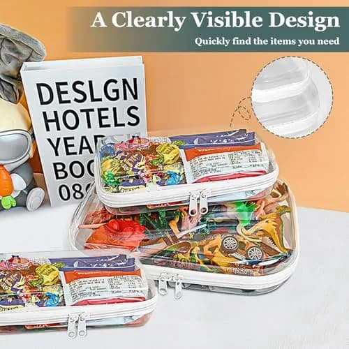 CarryEpic Clear Hard Shell Zipper Cases (3-Pack: 2 Small, 1 Medium) | TSA-Approved Travel Organizer thumbnail 7