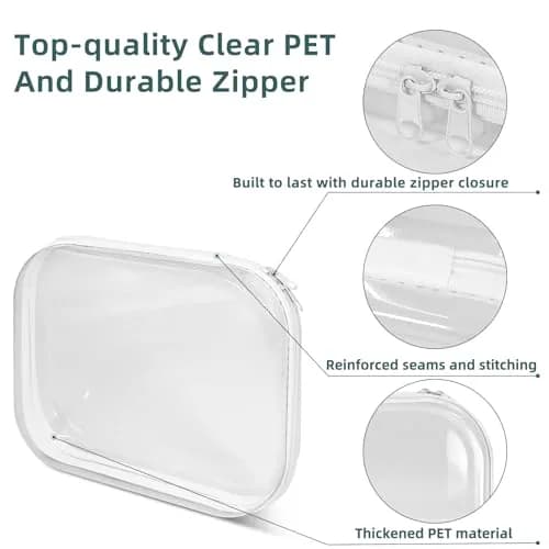 CarryEpic Clear Hard Shell Zipper Cases (3-Pack: 2 Small, 1 Medium) | TSA-Approved Travel Organizer thumbnail 8