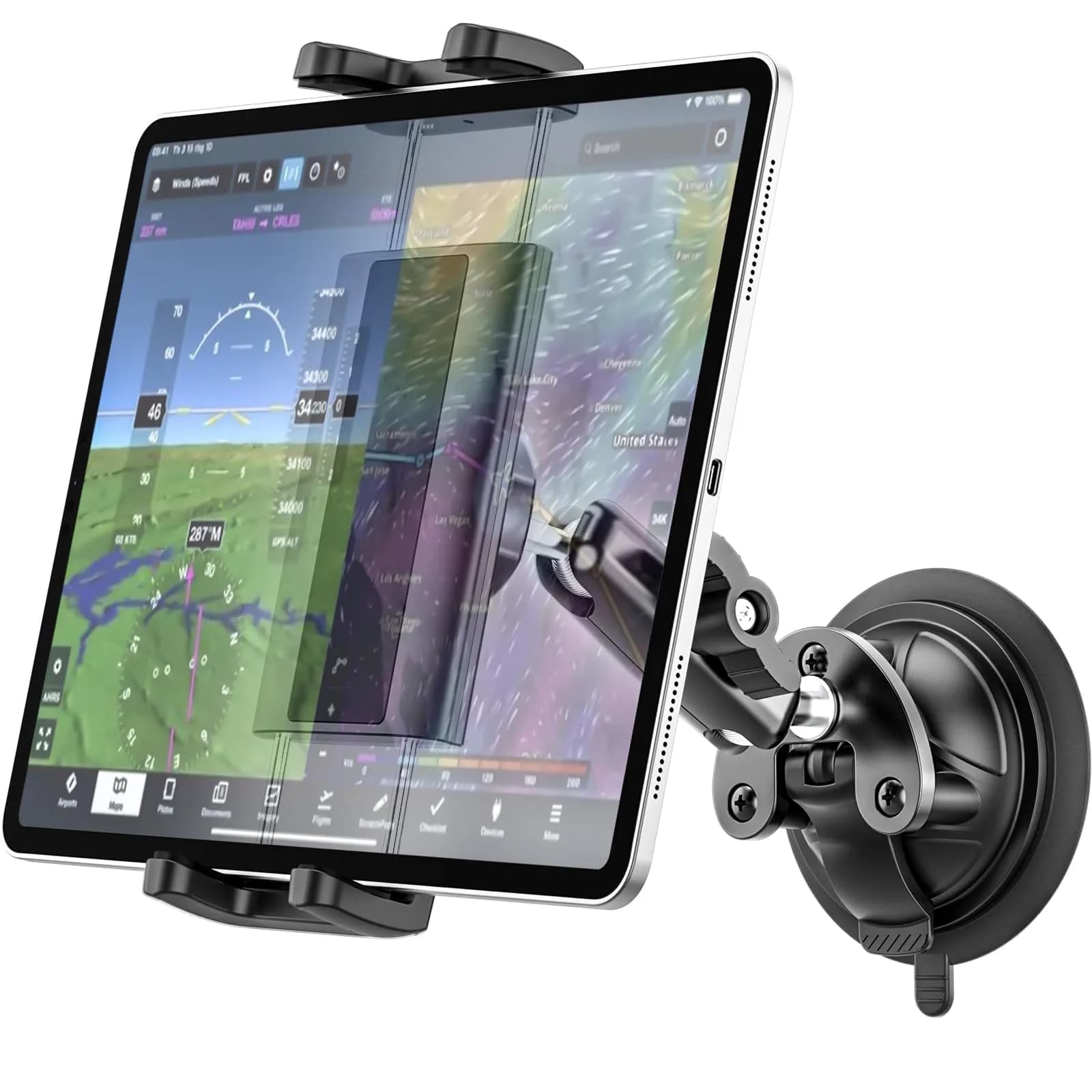 Dosvsi Pilots Tablet Holder with Strong Suction Cup | Aircraft Mount for 4-13" Devices