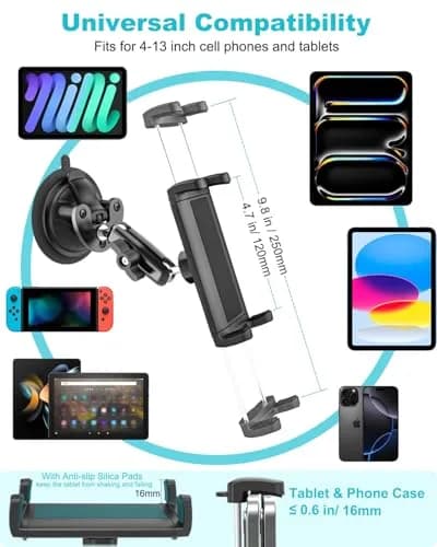 Dosvsi Pilots Tablet Holder with Strong Suction Cup | Aircraft Mount for 4-13" Devices thumbnail 6