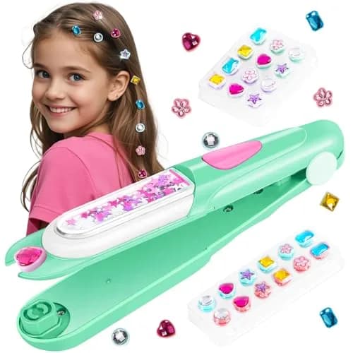 kidzkube Hair Gem Stamper Kit with Reusable Diamonds | Fun Styling Tool for Girls Ages 3-12 (Green) thumbnail 1