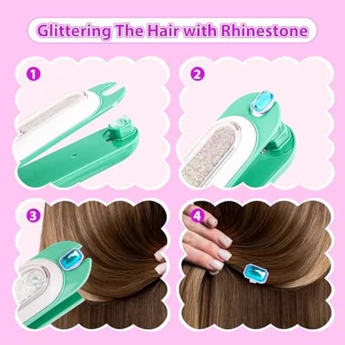 kidzkube Hair Gem Stamper Kit with Reusable Diamonds | Fun Styling Tool for Girls Ages 3-12 (Green) thumbnail 3