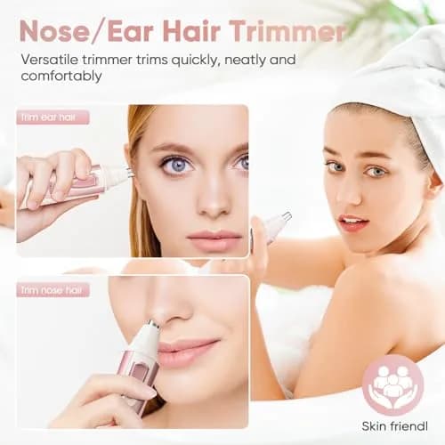 ZORAMI Rose Pink Ear and Nose Hair Trimmer Clipper | Painless Dual-Edge Blades thumbnail 2