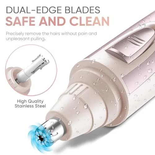 ZORAMI Rose Pink Ear and Nose Hair Trimmer Clipper | Painless Dual-Edge Blades thumbnail 3