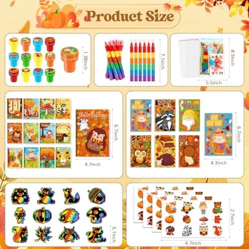 BenLouis Fall Party Favors Classroom Prizes for Kids | 84pcs Assorted Thanksgiving Kids Gifts thumbnail 3