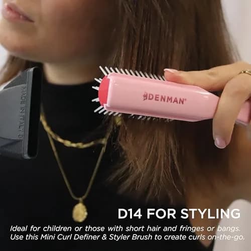 Denman Mini 5-Row Styling Brush D14 Pink Crush | Define Curls & Smooth Frizz thumbnail 4