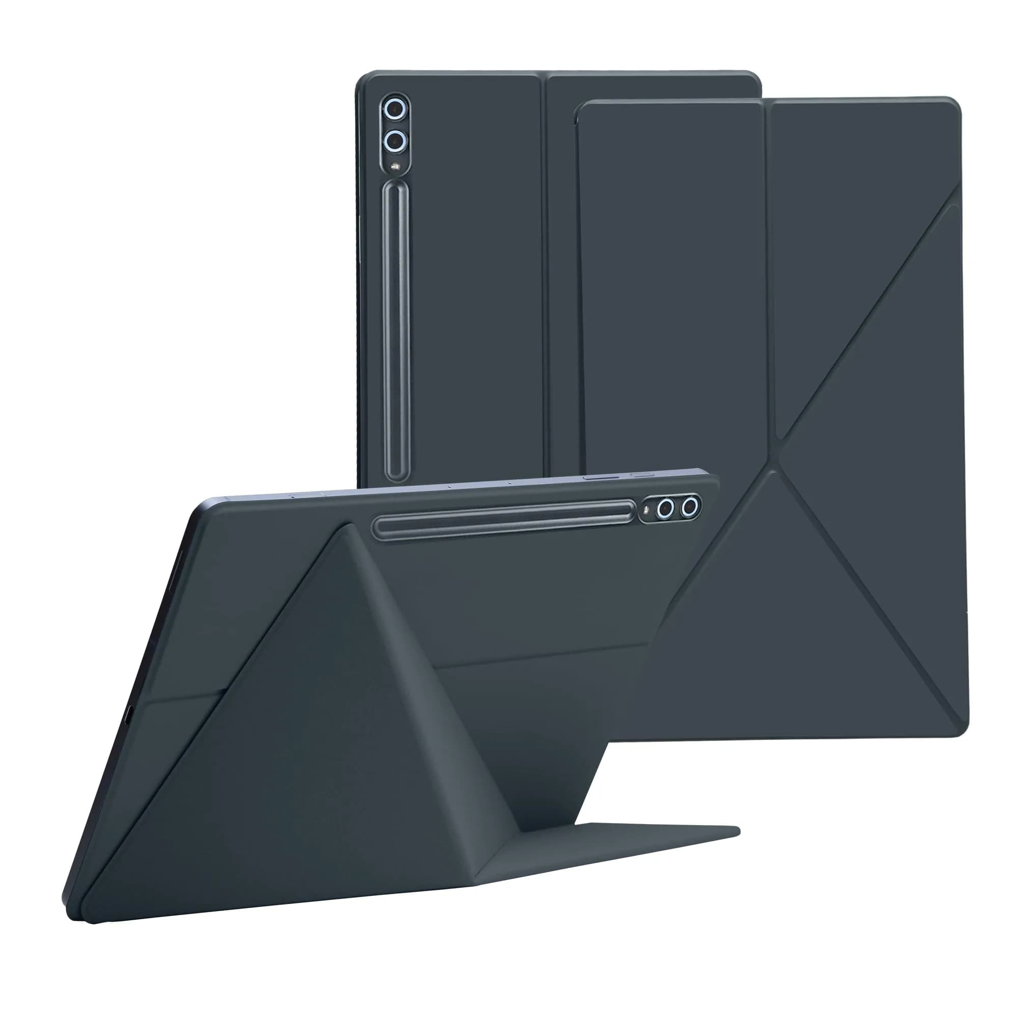 GUODONGMEI Magnetic Case for Samsung Galaxy Tab S10 Plus/S9 FE+/S9 Plus 12.4 Inch Tablet with S-Pen Holder, Grey | Auto Wake/Sleep Smart Cover — Grey