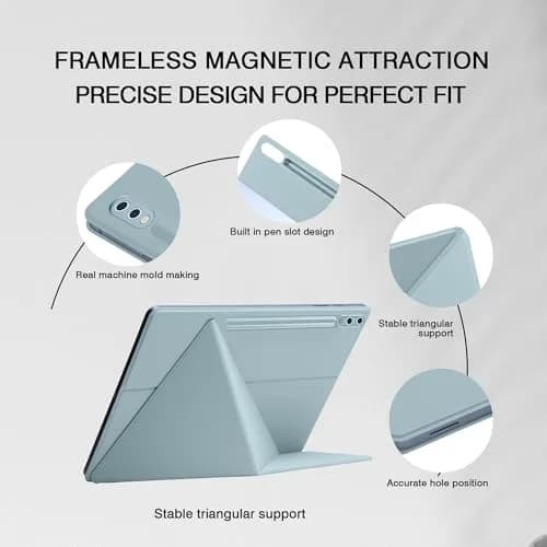 GUODONGMEI Magnetic Case for Samsung Galaxy Tab S10 Ultra/S9 Ultra 14.6-Inch (Ice Blue) | S-Pen Holder, Auto Wake, Stand Cover thumbnail 8