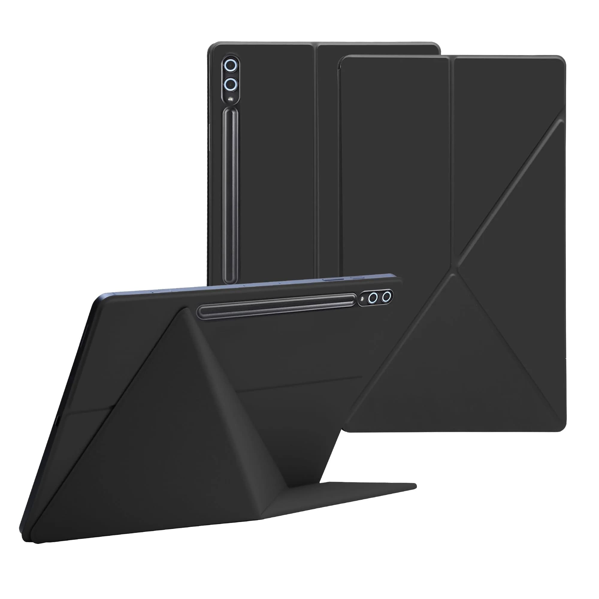 GUODONGMEI Magnetic Case for Samsung Galaxy Tab S10 Plus/S9 FE+/S9 Plus 12.4 Inch Tablet with S-Pen Holder, Grey | Auto Wake/Sleep Smart Cover — Black