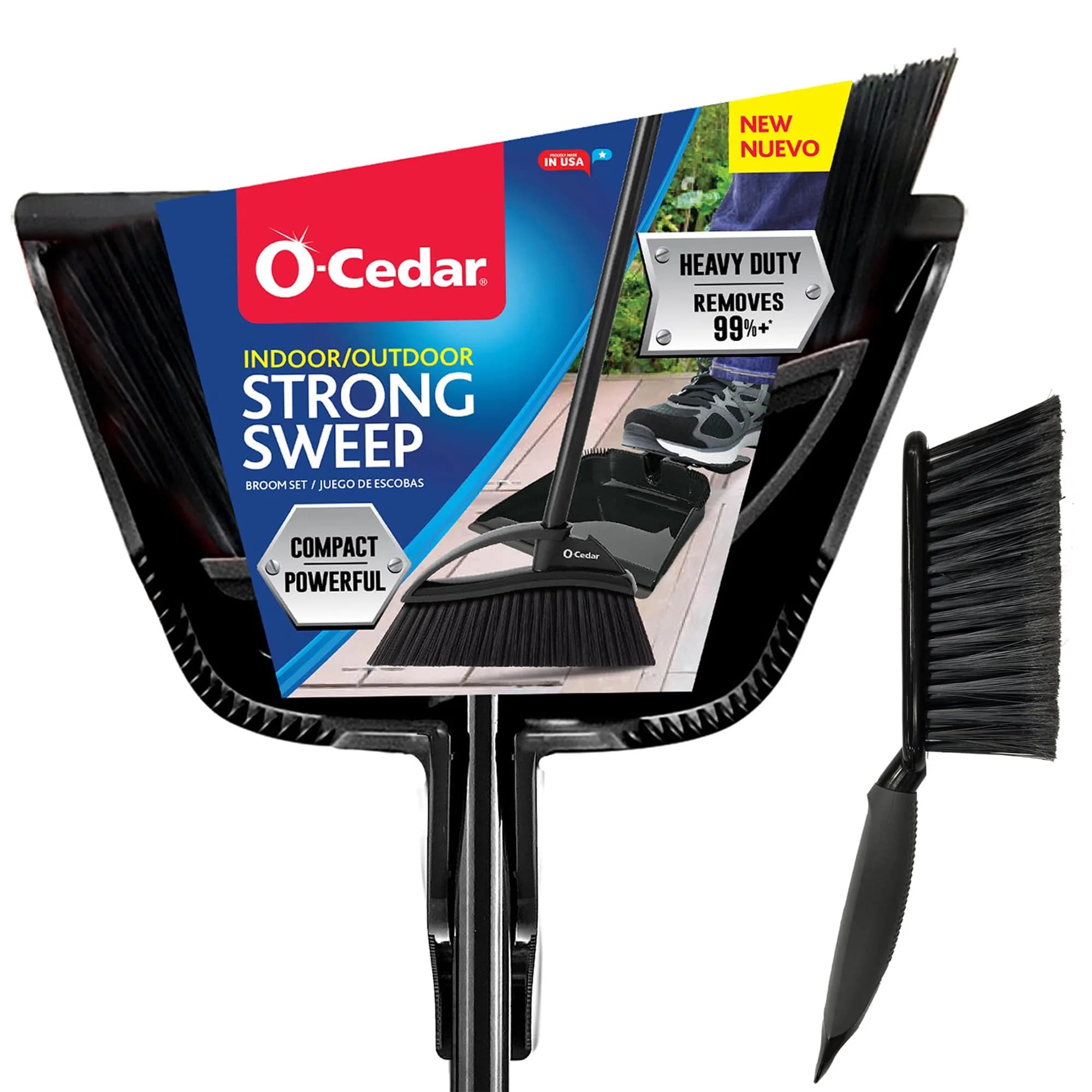O-Cedar Pet Pro Broom with Step-On Dustpan | Removes Over 99% of Dust & Pet Hair | Quiet Cleaning Tool for Dog & Cat Owners — Strong Sweep Broom & Brush Bundle