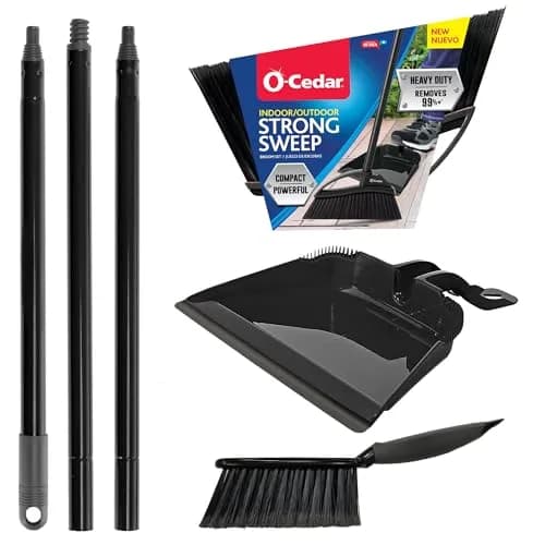 O-Cedar Strong Sweep Broom and Dustpan Set with Detail Brush | Heavy Duty Bristles for Indoor & Outdoor Cleaning thumbnail 2