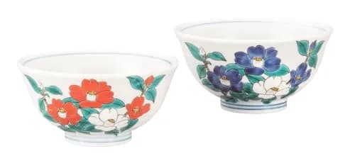 九谷焼いわたや Kutani Iwataya Rice Bowl, Camellia K9-559 | Traditional Japanese Porcelain Bowl for Daily Use thumbnail 1