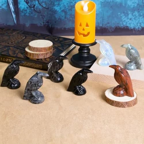 Hguxmcu Black Obsidian Raven Statue 5 cm (2 in) | Gothic Witchy Decor for Altars & Halloween thumbnail 5