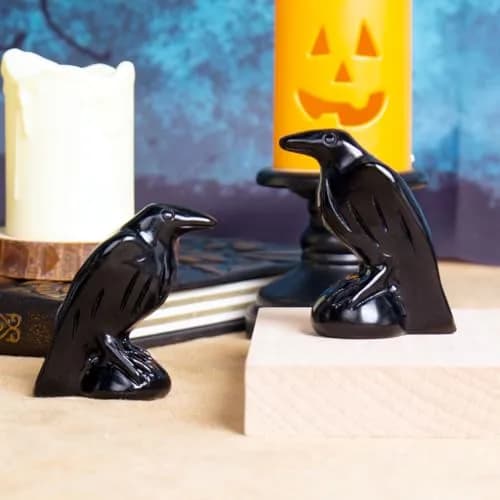 Hguxmcu Black Obsidian Raven Statue 5 cm (2 in) | Gothic Witchy Decor for Altars & Halloween thumbnail 3