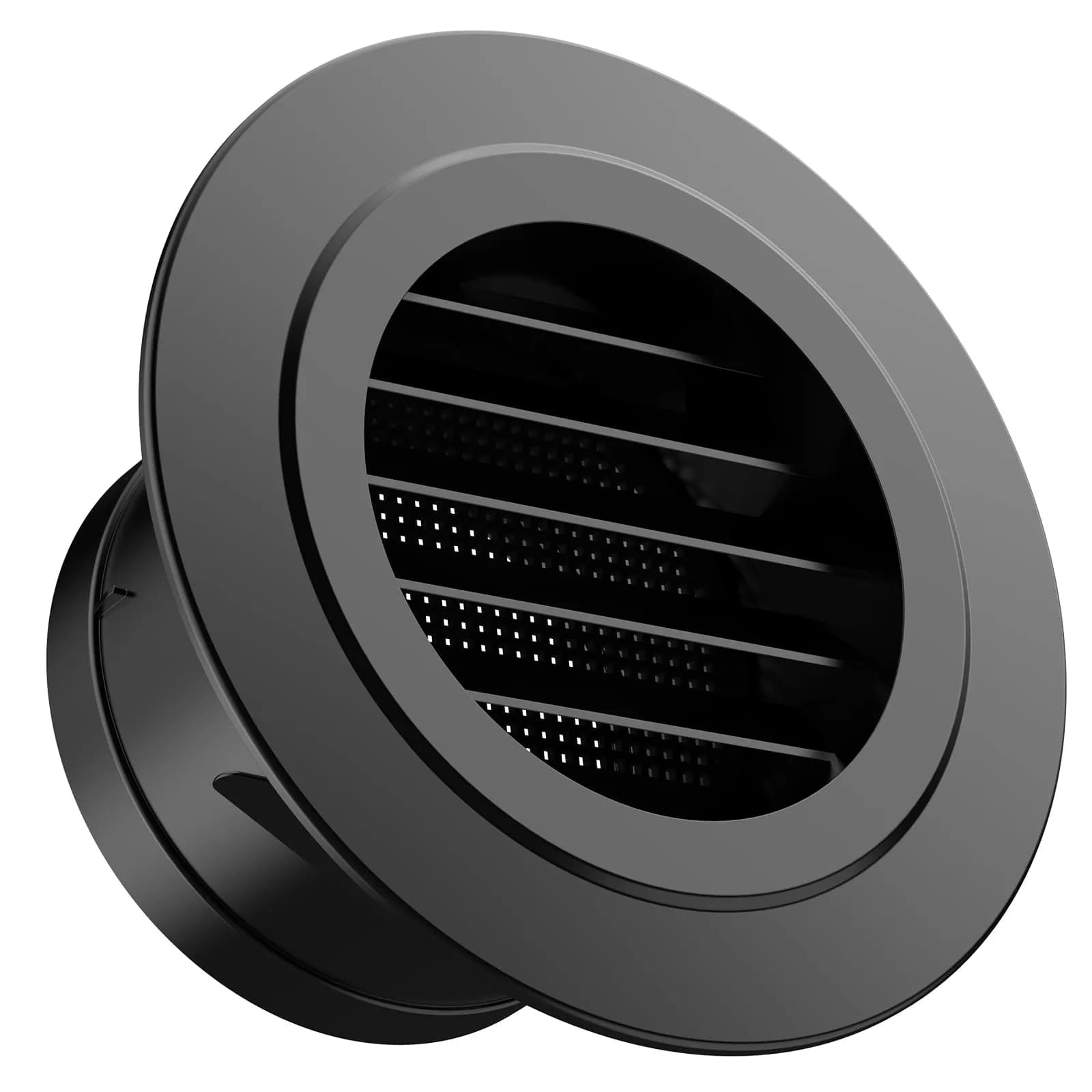 Hon&Guan 4 Inch Soffit Vent with Fly Screen, Black ABS Plastic | Louvered Ventilation for Home