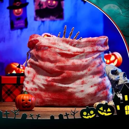 Arrowbash Halloween Bloody Drawstring Treat Bags 50cm (20in) | Horror Bloody Style with Realistic Splatter thumbnail 4