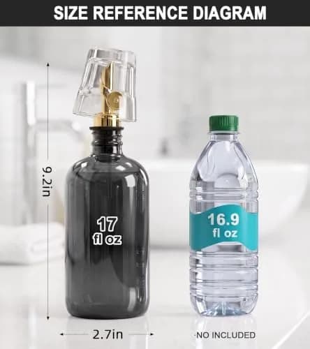 TOLDATLI Glass Mouthwash Dispenser with Cup 502ml (17 fl oz) | Auto Flip Pour Cap for Hygienic Oral Care thumbnail 2