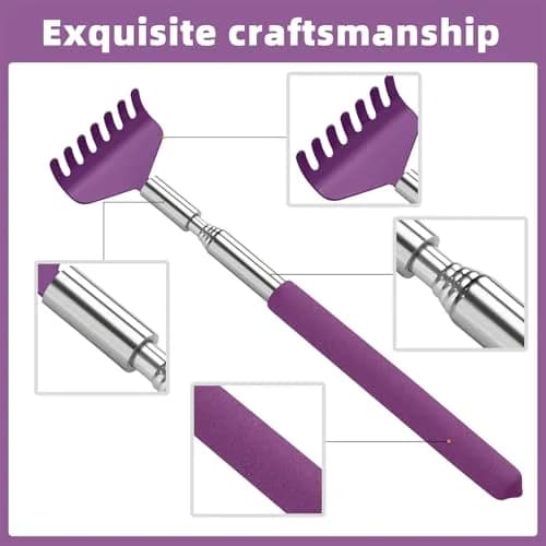 Kuvvfe 2 Pack Extendable Back Scratcher 61cm (24 inches) | Stainless Steel Telescoping with Rubber Grip thumbnail 6