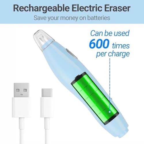 AFMAT Electric Eraser Light Blue | Rechargeable Artist Drafting & Sketching Tool thumbnail 6