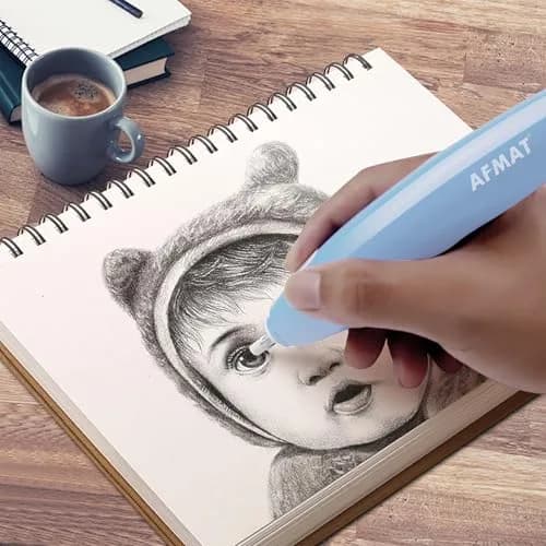AFMAT Electric Eraser Light Blue | Rechargeable Artist Drafting & Sketching Tool thumbnail 8