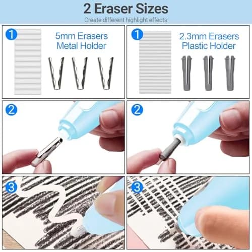 AFMAT Electric Eraser Light Blue | Rechargeable Artist Drafting & Sketching Tool thumbnail 4