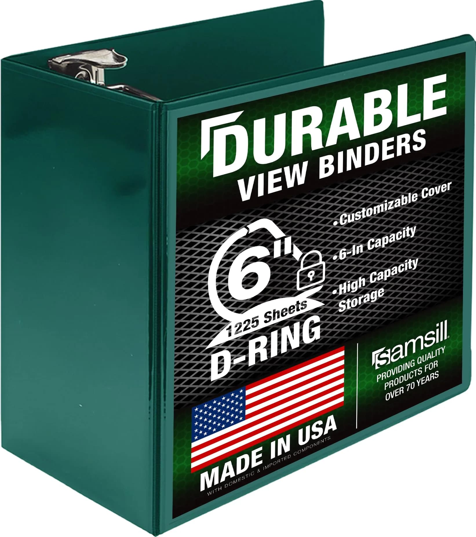 Samsill Durable 1 Inch D-Ring Binder, Customizable Clear View Cover, Plum Purple | Holds 225 Pages — Green