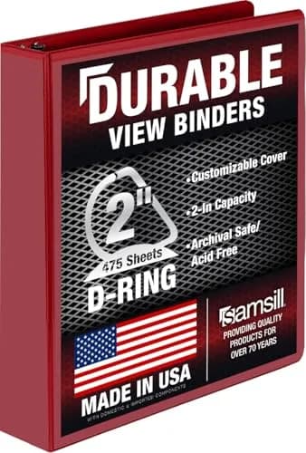 Samsill Durable 2 Inch D-Ring Binder, Customizable Clear View Cover, Dragonfruit, Holds 475 Pages | Heavy-Duty Office & School Organizer thumbnail 1