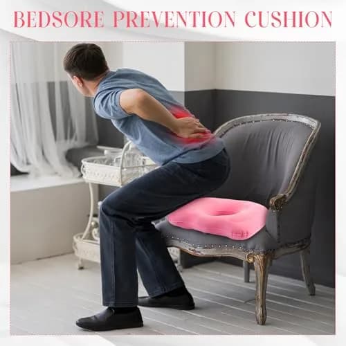 Leinuosen Pink Inflatable Seat Cushion 46cm x 40cm x 12cm (18.1" x 15.7" x 4.7") | Comfortable & Portable for All-Day Sitting thumbnail 4