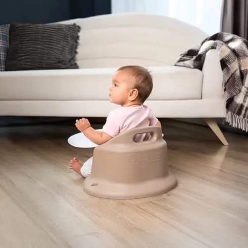 Upseat Baby Floor & Booster Seat with Tray | Ergonomic Design for Healthy Hip Development (4-24 Months, Taupe) thumbnail 4