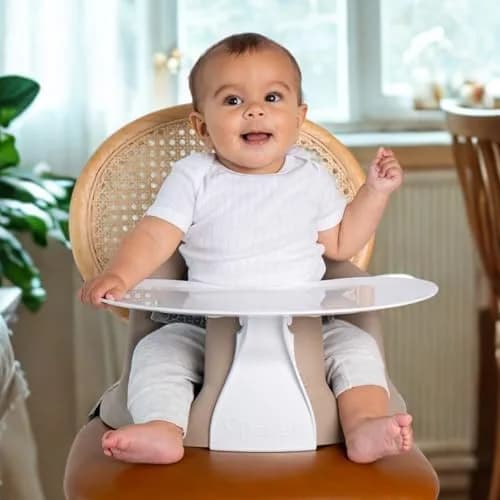 Upseat Baby Floor & Booster Seat with Tray | Ergonomic Design for Healthy Hip Development (4-24 Months, Taupe) thumbnail 8