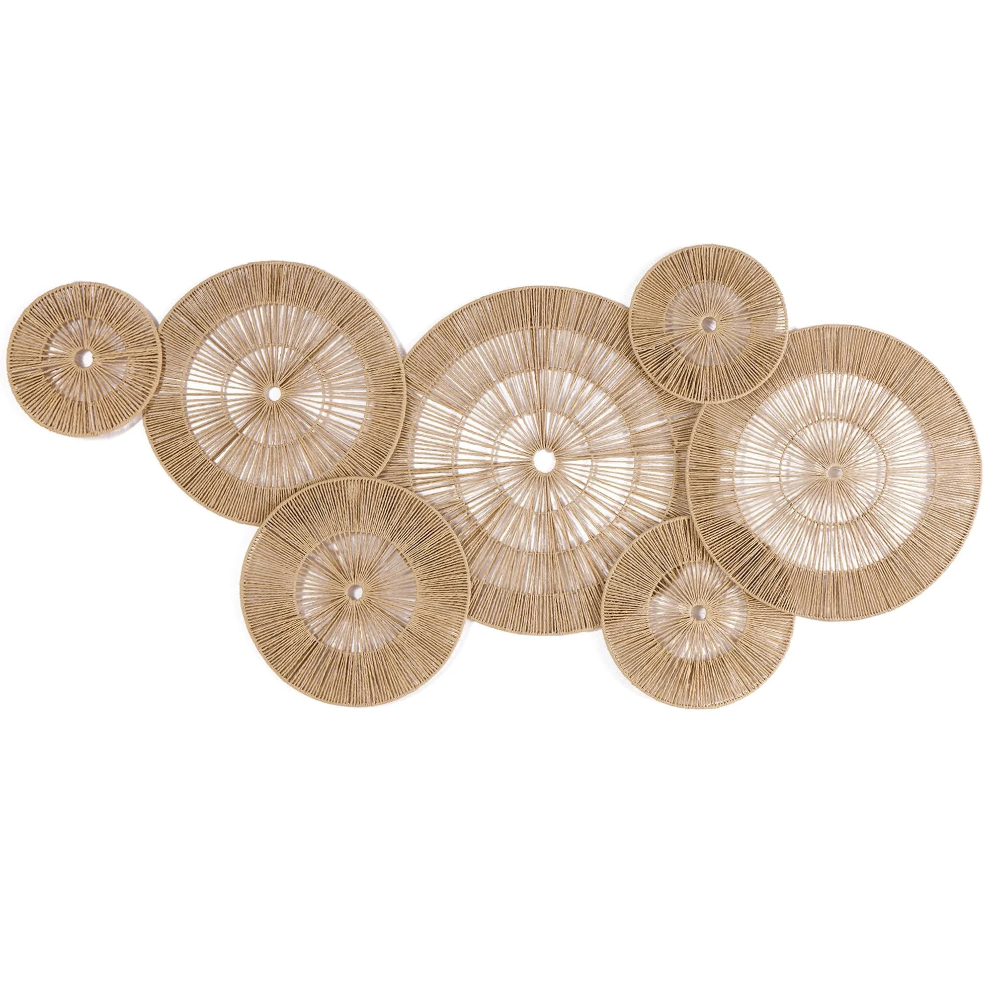 Mokof 7 Pack Handwoven Boho Baskets Wall Decor Set | 17.8 cm - 43.2 cm (7"-17") Diameter - main product image