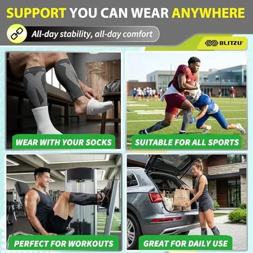 BLITZU Calf Compression Sleeves 3XL Gray | Medical Grade Support for Shin Splints & Varicose Veins thumbnail 7