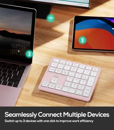 Nulea Wireless Number Pad Bluetooth 5.0 & 2.4G Numeric Keyboard Pink | 34-Key Portable Data Entry Keyboard thumbnail 2