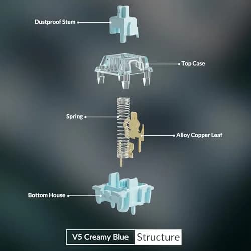 Akko V5 Creamy Blue Mechanical Keyboard Switches (45pcs) | Tactile Feel with Deep 'Thocky' Sound thumbnail 4