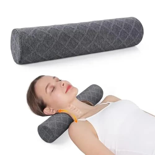 Cozyhealth Cervical Roll Pillow Medium Soft Memory Foam Neck Support for Sleeping, Bed, Yoga (Grey, 3.9"H) thumbnail 1