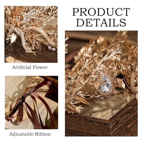 MOSTORY Gold Medusa Fairy Crown - Goddess Snake Headpiece for Women, Fantasy Costume Accessory, One Size thumbnail 6