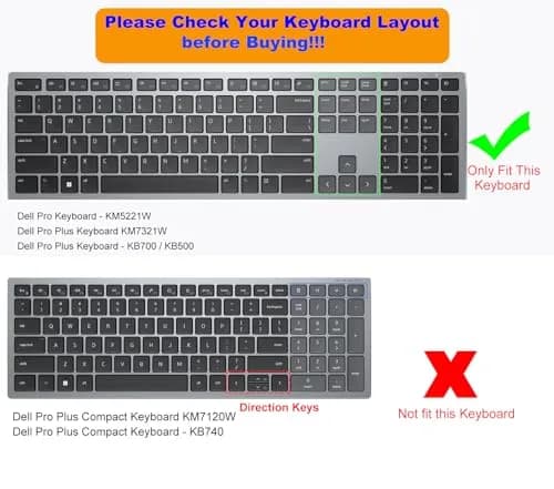 DAMMOMKO Black Silicone Keyboard Cover Skin for Dell KM5221W KM7321W KM520 KM720 thumbnail 2