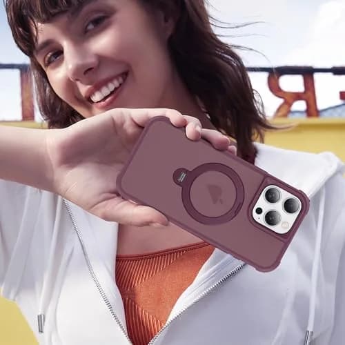 UGENINO Case for iPhone 15 Pro 6.1" | Magnetic 360° Spin Stand, Shockproof, Wine Red thumbnail 7
