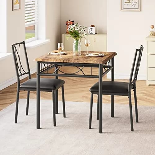 SLEKVERSA Dining Table Set for 2 | Space Saving, Sturdy MDF & Upholstered Chairs thumbnail 5