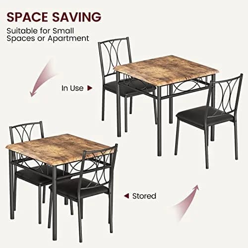 SLEKVERSA Dining Table Set for 2 | Space Saving, Sturdy MDF & Upholstered Chairs thumbnail 7