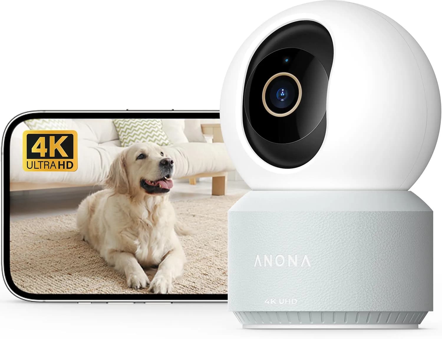 Anona Pano 4K UHD Indoor Security Camera | 360° Pan-Tilt, AI Detection, Wi-Fi 6, 2-Way Audio — 1-Cam Pack