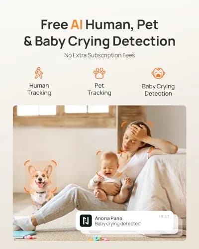 Anona Pano 4K UHD Indoor Security Camera | 360° Pan-Tilt, AI Detection, Wi-Fi 6, 2-Way Audio thumbnail 4