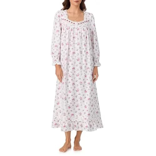 Eileen West Cotton Flannel Nightgown for Women | Long Sleeve 50" | Vintage-Inspired Comfort thumbnail 1