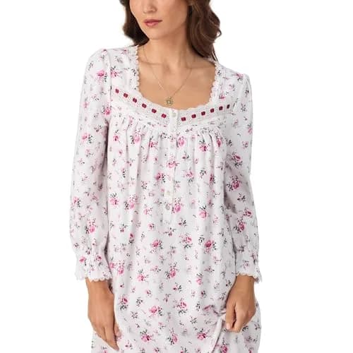 Eileen West Cotton Flannel Nightgown for Women | Long Sleeve 50" | Vintage-Inspired Comfort thumbnail 2