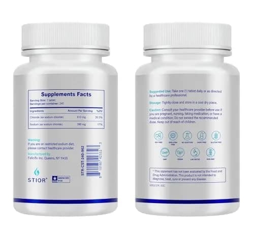 STIOR Sodium Chloride Tablets 1000mg | Electrolyte Support for Hydration & Muscle Function thumbnail 2
