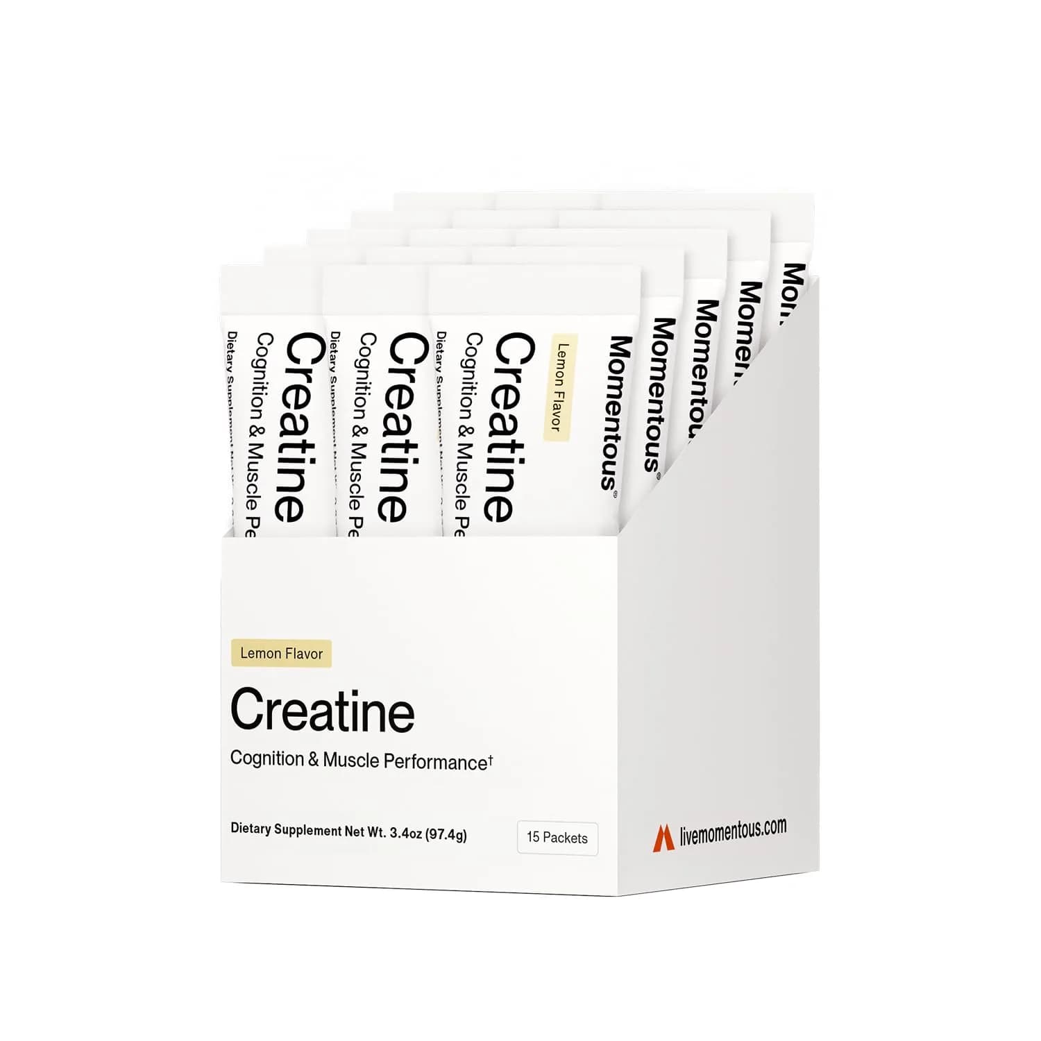 Momentous Creatine Monohydrate Powder 90 Servings (15.8 oz) | NSF Certified for Sport & Muscle Growth — Lemon / 15 Servings